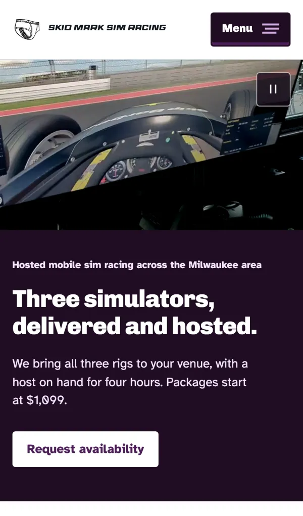 Skid Mark homepage on a phone