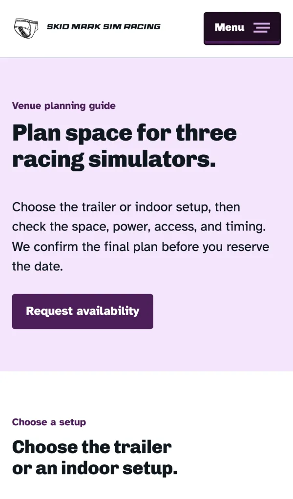 The venue planning page on a phone