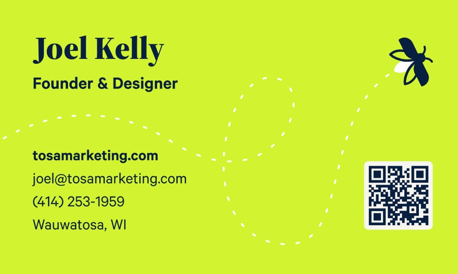 Business card, back — Tosa Marketing booth artwork