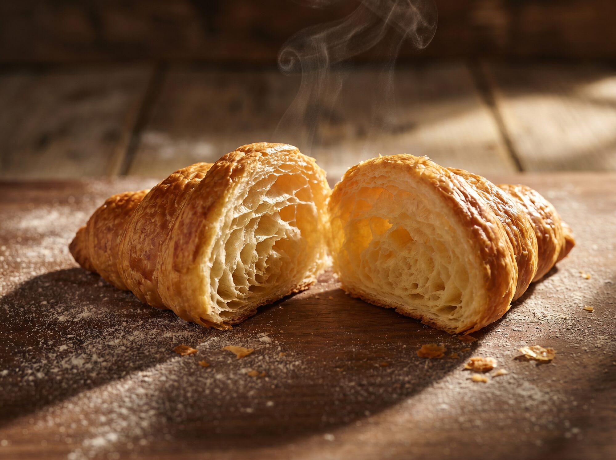 Croissant interior showing honeycomb lamination