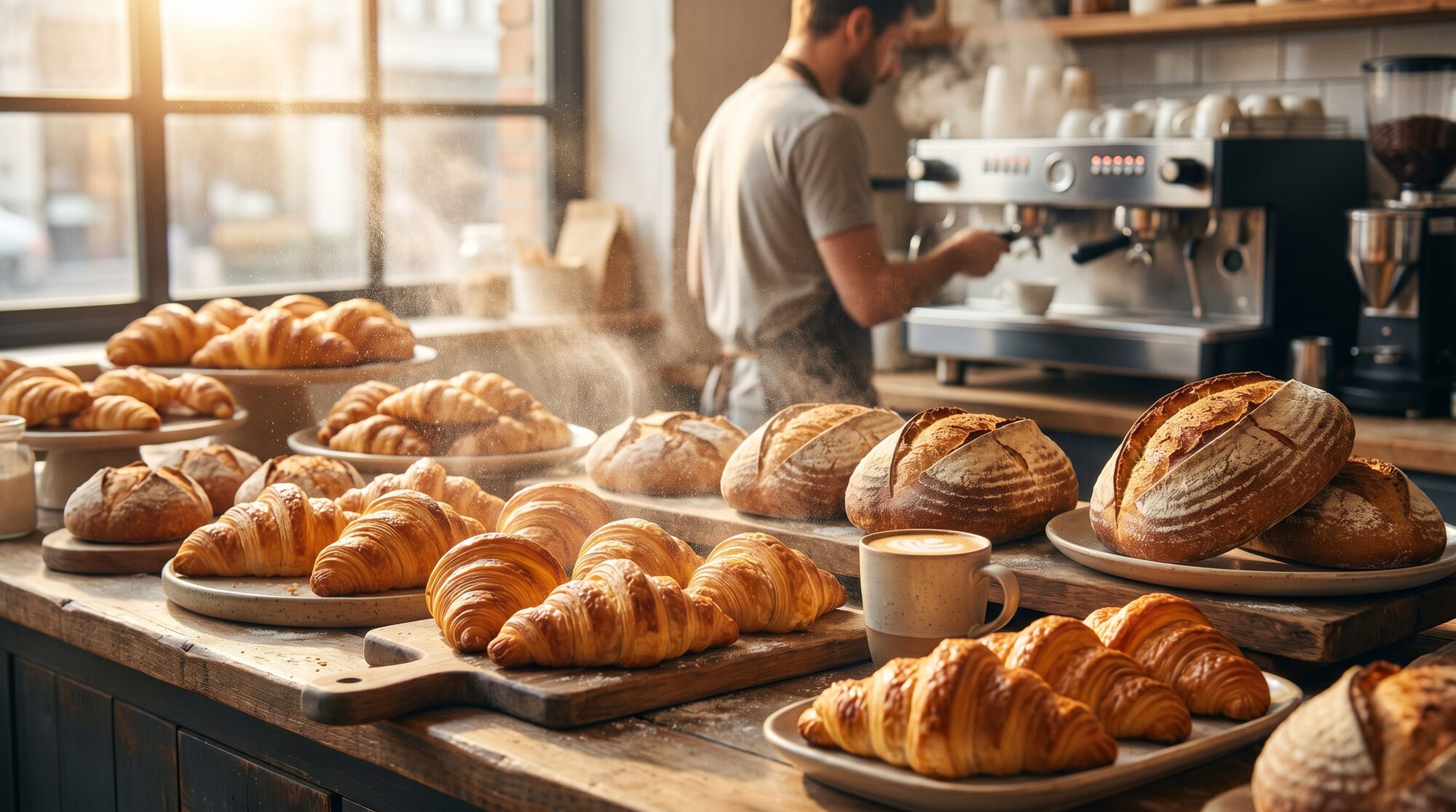 The morning counter at Butterfield Bakehouse, croissants and sourdough in 7am light