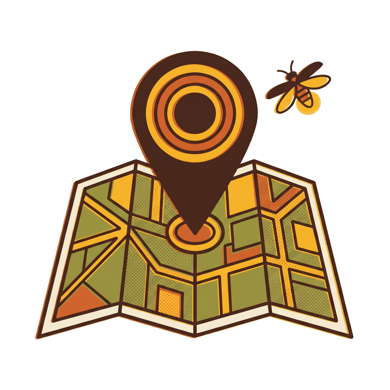 Illustrated map with a radiating location pin